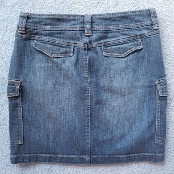 Axcess Women's Denim Jean Cargo Jeans Skirt With Side Pockets Sz 8 - Picture 7 of 10
